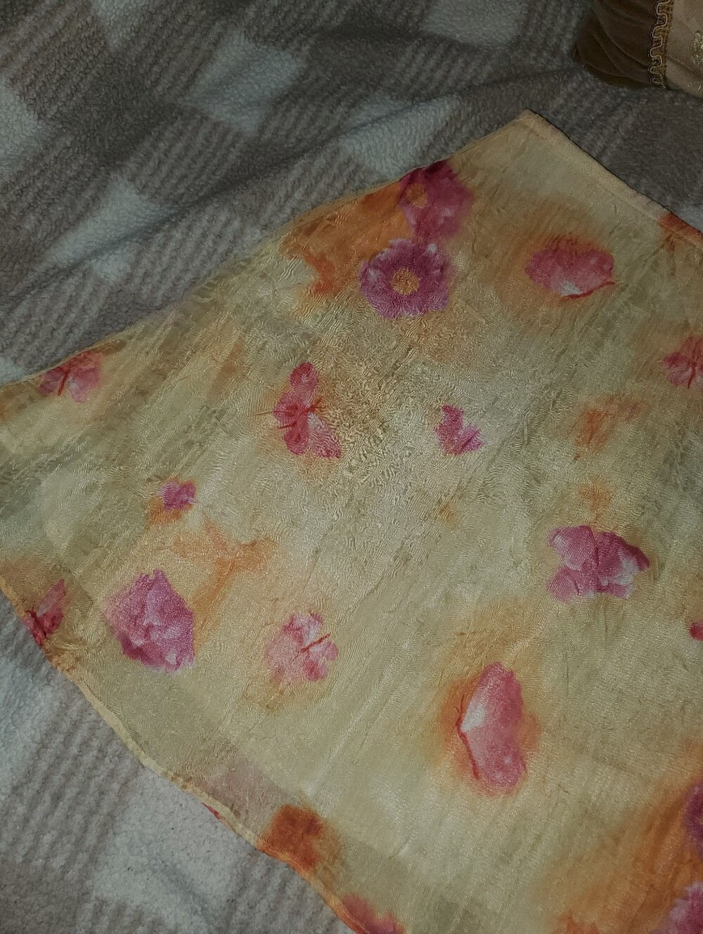 Vintage We Too Sportswear Y2K Pink Floral Butterfly Butter Yellow Mini Skirt - Picture 4 of 12